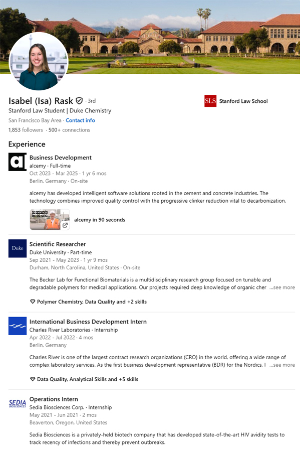 Isabel Rask LinkedIn profile